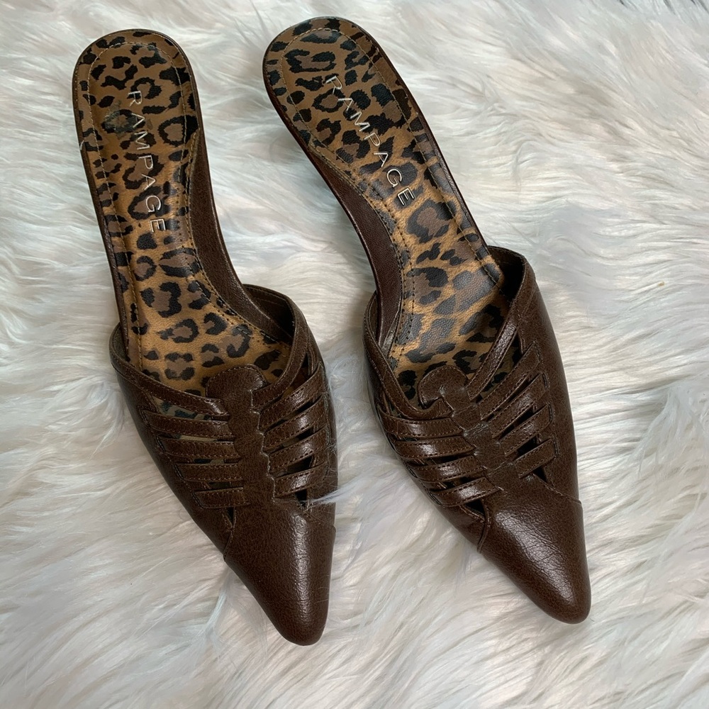 Rampage Brown Leopard Pointed Toe Slip on Low Heels Women’s Size 7.5 Shoes